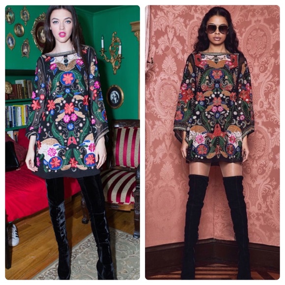 ALICE + OLIVIA Eleonora Embellished Floral Dress - Picture 9 of 14